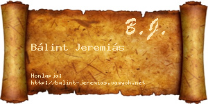 Bálint Jeremiás névjegykártya